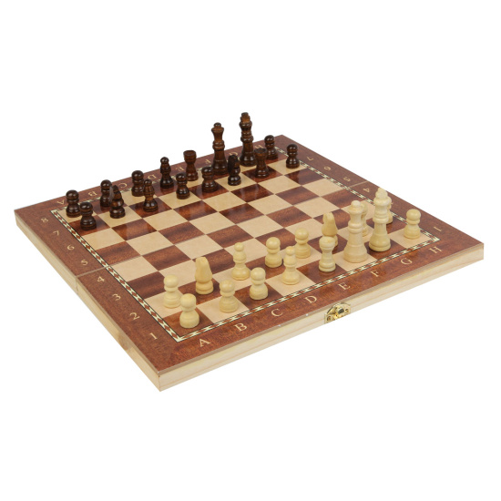 Игра настольная Шахматы, шашки, нарды 34*34см Рыжий кот поле деревянное фигуры деревянные AN02597