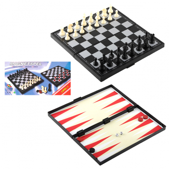 Игра настольная Шахматы, шашки, нарды магнитные 28*28см пластик P00076