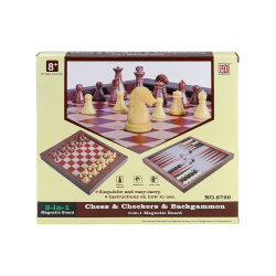 Игра настольная, 20*22 см, пластик, Шахматы, шашки, нарды, Рыжий кот, FCJ1344836