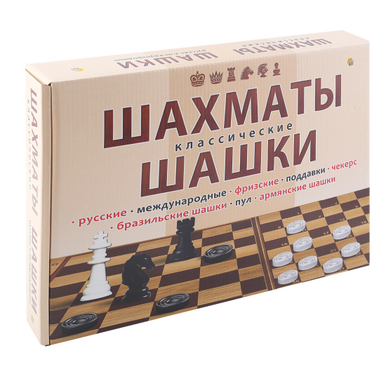 Игра настольная 30*45 см, картон, пластик Шашки Шахматы Рыжий кот ИН-0294