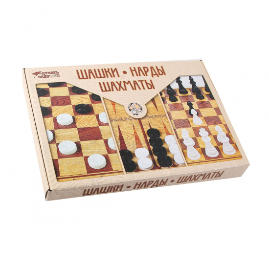 Игра настольная 42*32,5 см, картон, пластик Шашки Нарды Шахматы (большие) Десятое Королевство 03872