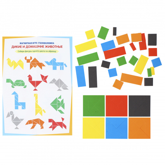 Игра настольная Мозайка на магнитах Bright kids Дикие и домашние животные Рыжий кот ИН-2431