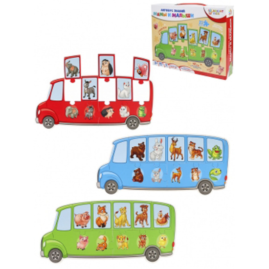 Игра развивающая Автобус знаний Мамы и малыши картон Рыжий кот ИН-7638