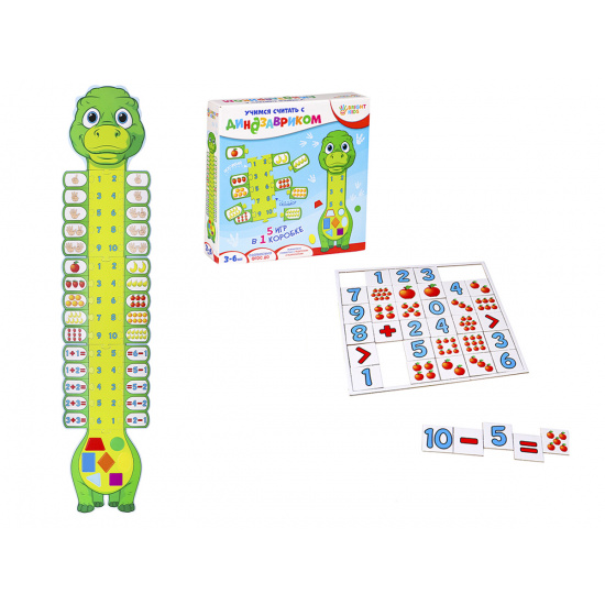 Игра развивающая Bright kids Учимся считать с динозавриком картон Рыжий кот ИН-7615