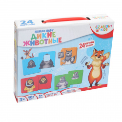 Игра развивающая Bright kids Найди пару Дикие животные картон Рыжий кот ИН-4273
