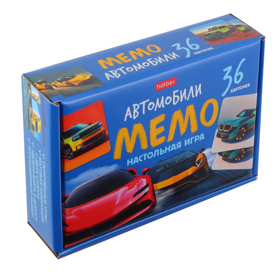 Игра развивающая, МЕМО, Автомобили, картон, Hatber, 36ИнМ_35002