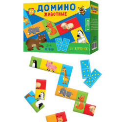 Игра настольная Домино 28шт Животные двухстор