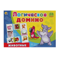 Игра настольная, Домино Логическое, Животные, пластик, Рыжий кот, ИД-5426