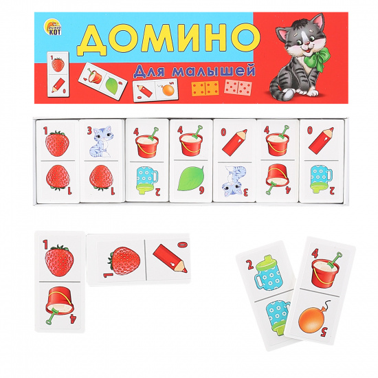 Игра настольная Домино Для малышей 28 шт, пластик Рыжий кот ИН-6942