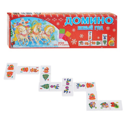 Игра настольная Домино 28шт Новый Год красное ИН-8528