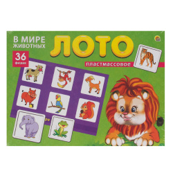 Игра настольная, Лото, В мире животных, картон, пластик, Рыжий кот, ИН-8082