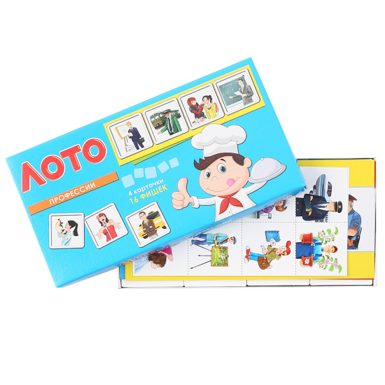 Игра настольная Лото Профессии 16 шт, картон, пластик Рыжий кот ИН-1986