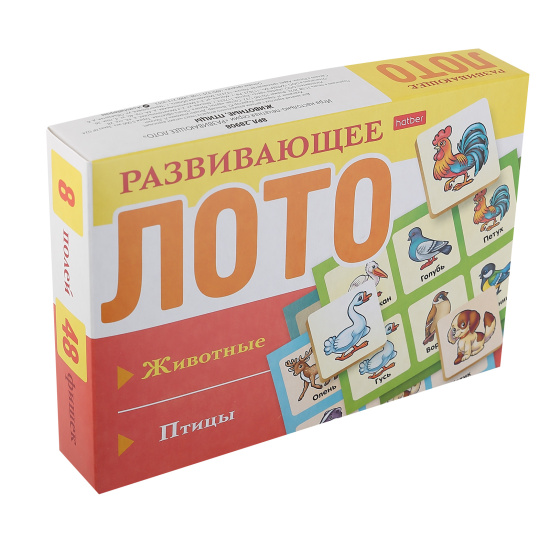 Игра настольная, Лото, Животные, птицы, картон, Hatber, 8РЛ_28908