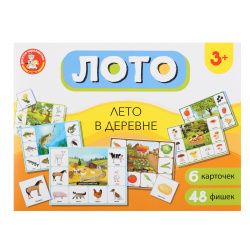 Игра настольная, Лото, Лето в деревне, картон, Десятое Королевство, 05521