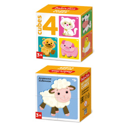 Кубики пластиковые 4шт Домашние животные Baby toys 03541