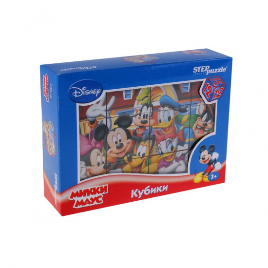 Кубики пластиковые Disney Микки Маус 12шт, пластик Step Puzzle 87157