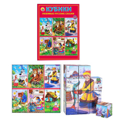 Кубики пластиковые 12шт Любимые русские сказки К12-0287