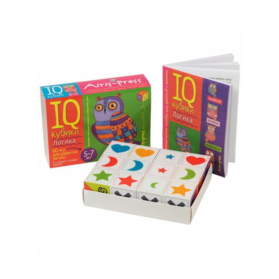 Кубики пластиковые Умные кубики Логика 60 игр для развития интеллекта 12шт, пластик Айрис-пресс 27439