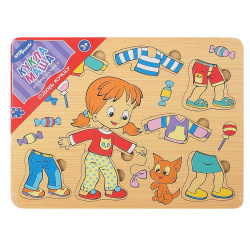 Развивающая игра Деревянные рамки-вкладыши Одень куклу Кукла Маша 89303
