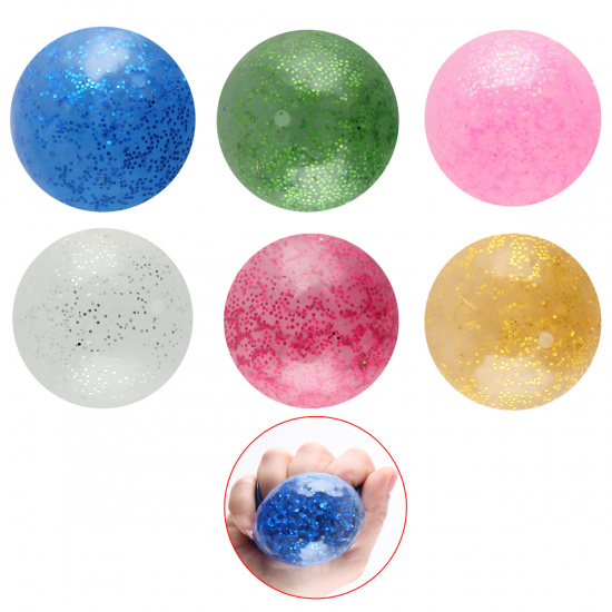 Игрушка-антистресс КОКОС Цветные шарики с блестками 6см 189083 ассорти 6 видов