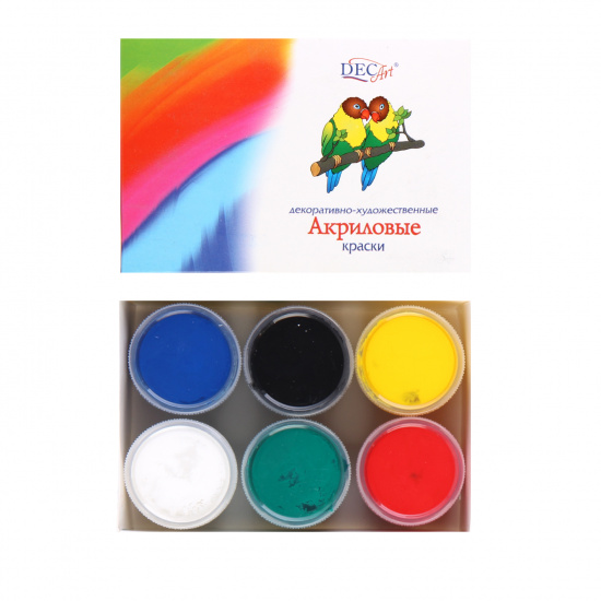 Краска акриловая художественная 6 цветов, 20 мл, картонная коробка Экспоприбор DecArt 24-6.20-50D