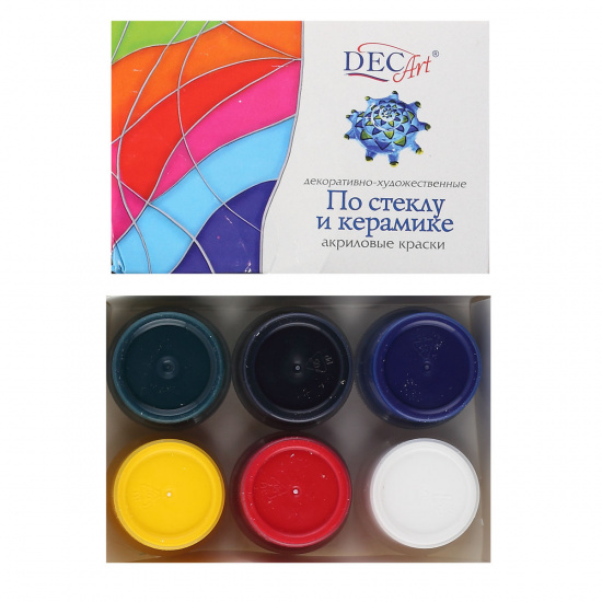 Краска акриловая декоративная 6 цветов, 20 мл, картонная коробка Экспоприбор DecArt 29-6.20-50