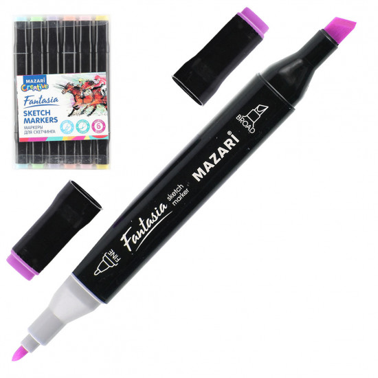 Набор маркеров д/скетчинга 6цв двухст 3-6,2мм Fantasia Pastel colors 1 паст цвета M-5018
