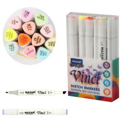 Набор маркеров для скетчинга, 12 шт, 1-7 мм, пулевидный, скошенный, Mazari, M-15020-12