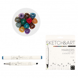 Набор маркеров для скетчинга двусторонние, 24 шт, 1-5 мм, пулевидный, скошенный Средний Sketch&Art BrunoVisconti 22-0077