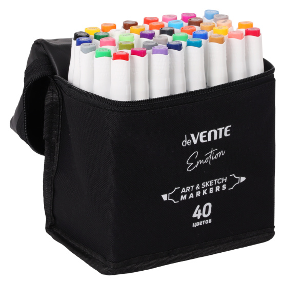 Набор маркеров для скетчинга двусторонние, 40 шт, 1-5 мм, пулевидный, скошенный deVENTE 5044105