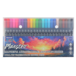 Набор акварельных маркеров, 24 шт, пулевидный, скошенный, Maestro, Mazari, M-15218-24