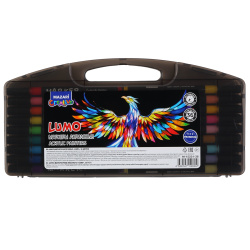Набор акриловых маркеров, кистевидный, 1-2 мм, ассорти 36 цветов, пластиковая коробка, LUMO, Mazari, M-15231-36