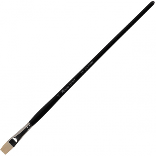 Кисть синтетика (имитация щетины), плоская, №12, длинная ручка, дерево Pinax 215012