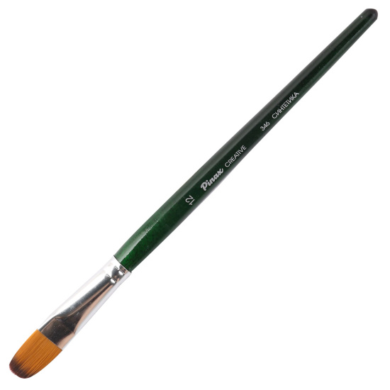 Кисть синтетика, плоская овальная, №12, короткая ручка, дерево Pinax 346012