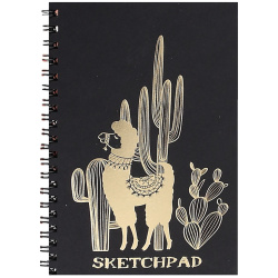Блокнот для эскизов/скетчбук А6 (110*160) 30л 120г/м2 обл мягк карт дв спир Черн блок Лама тисн фольг 50659