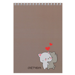 Блокнот для эскизов/скетчбук, А5, 140*200 мм, 40 листов, 100 г/кв.м, на спирали, Кошачьи хвостики, КОКОС, 261809
