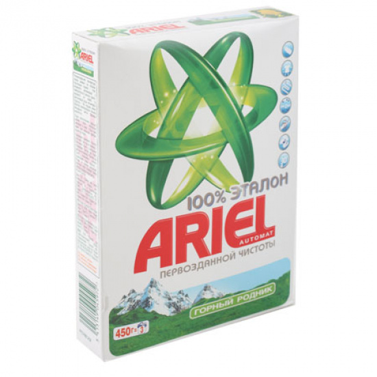 Порошок Ariel автомат, порошок, для белого белья, картонная коробка, 450 гр Горный родник 81757061