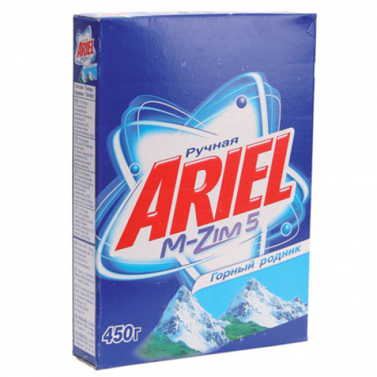 Порошок Ariel ручная стирка, порошок, для белого белья, картонная коробка, 450 гр Горный родник 81757077