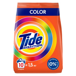 Порошок, Tide, Color, автомат, 1,5 кг, для цветного белья, пакет полиэтиленовый, 80843381