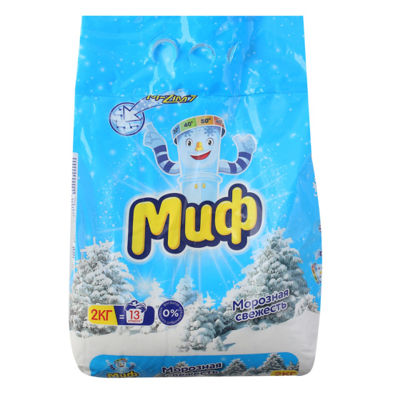 Порошок, Миф, автомат, 2 кг, для белого белья, пакет полиэтиленовый, 80843116