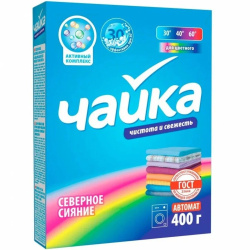 Порошок, ЧАЙКА, Северное сияние, автомат, 0,4 кг, для цветного белья, картонная коробка