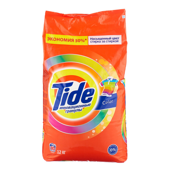 Порошок Tide автомат, порошок, для цветного белья, пакет полиэтиленовый, 12 кг 81749611