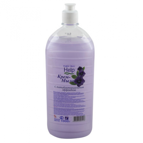 Жидкое мыло туалетное, цветочная, антибактериальный эффект, флакон с дозатором флип-топ, 1 литр Help 5-0394