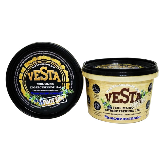 Мыло-гель, хозяйственное, 1000 гр, VESTA, Можжевеловое ГОСТ 88%