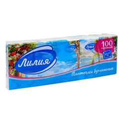 Платочки бумажные, Лето, 2-х слойная, ЛИЛИЯ, 2965, 10 шт.