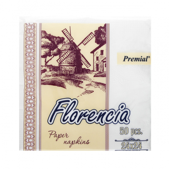 Салфетки Florencia 24*24 2-слойные 50шт белые