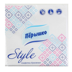 Салфетки Перышко Style белые 33*33 1*50 2х сл 5477