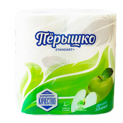 Бумага туалетная со втулкой, 2-х слойная, 4 шт, 18 м, целлюлоза Яблоко Перышко 5703