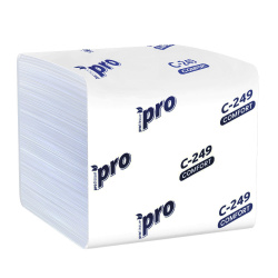 Бумага туалетная PROtissue Premium листовая 2х слойная,250л  С249