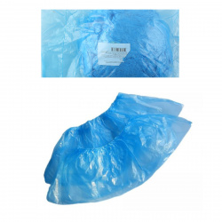 Чехлы для обуви (бахилы) одноразовые, 100 шт, полиэтилен, цвет голубой, пакет полиэтиленовый Эконом 